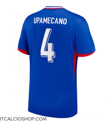 Francia Dayot Upamecano #4 Prima Maglia Europei 2024 Manica Corta